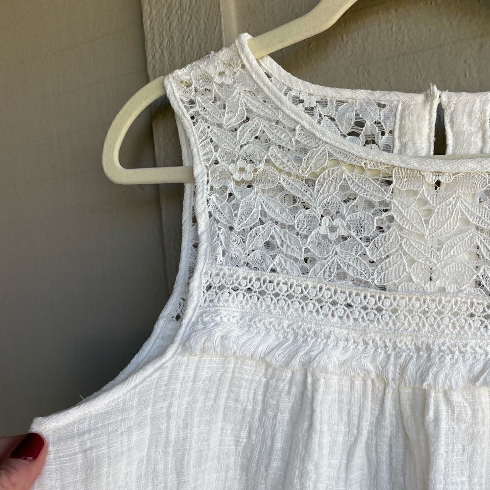 NWT - Max Studio Sleeveless Crochet Lace Cotton Gauze Woven White Top Size: S - Picture 5 of 10